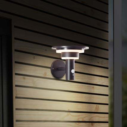 Brilliant - LED Solarna stenska svetilka s senzorjem GARVINA LED/3W/3,7V IP44 črna