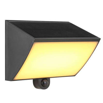 Brilliant - LED sončna stenska svetilka s senzorjem SIERRA LED/6W/3,7V 2700/4000/6500K 2000 mAh IP54 črna