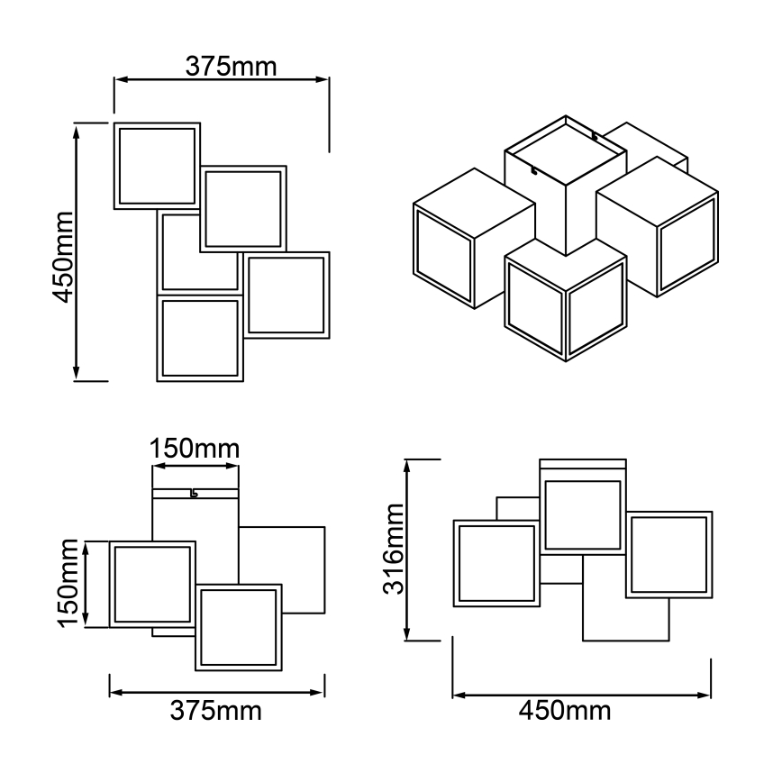 Brilliant - LED Stropna svetilka CUBIX 5xLED/7,6W/230V 3000K bela
