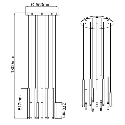 Brilliant - Zatemnljiv LED lestenec na kablu CEMBALO LED/70W/230V mat krom/črna/rjava