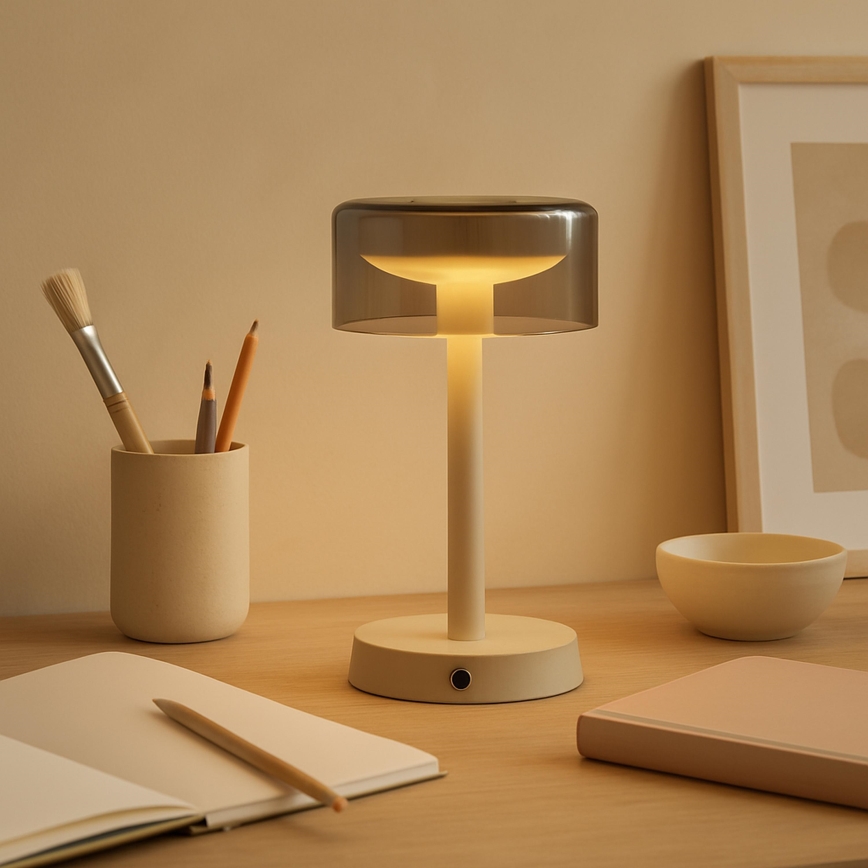 Brilliant - LED polnilna zunanja namizna svetilka RAZOR z zatemnitveno funkcijo in upravljanjem na dotik LED/2,5W/5V 2700K 2600 mAh IP44 siva