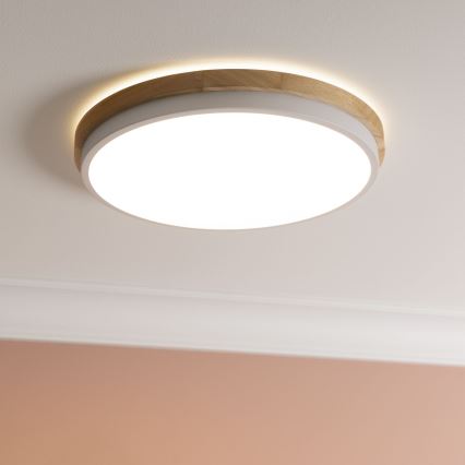 Brilliant - LED Zatemnitvena stropna svetilka BAARLO LED/24W/230V pr. 35 cm bela/guma fig - FSC certifikat