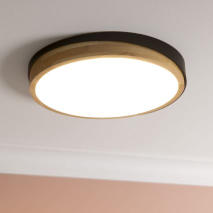 Brilliant - LED Zatemnitvena stropna svetilka BAARLO LED/24W/230V pr. 35 cm črna/guma fig - FSC certifikat