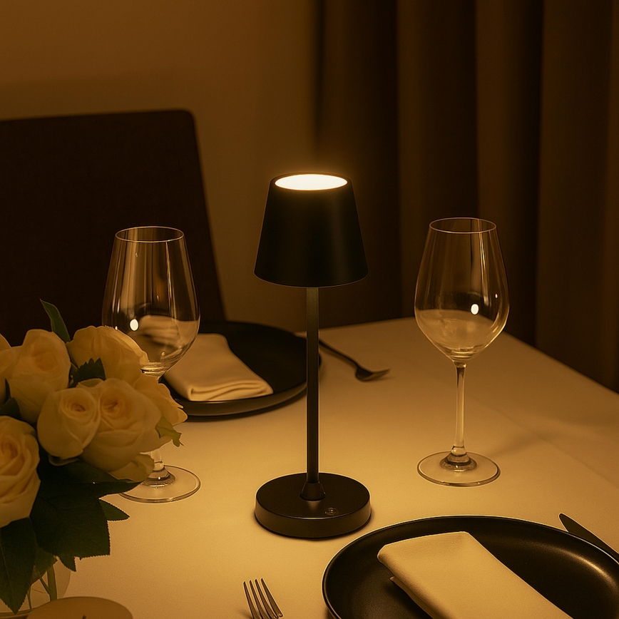 Brilliant - LED zatemnjevalna polnilna zunanja namizna svetilka ELORA, upravljanje na dotik, LED/2,5W/5V 2700K 2600 mAh IP44, črna