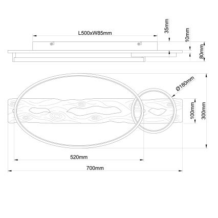 Brilliant - Zatemnljivo LED stropno svetilo PIRUS LED/30W/230V 30x70 cm iz kavčukovega lesa