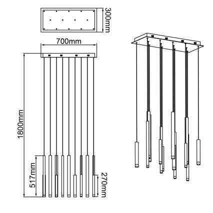 Brilliant - LED zatemljiv lestenec na kablu CEMBALO LED/60W/230V matni krom/črna/rjava