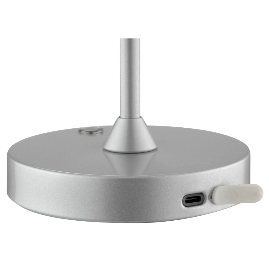 Brilliant - LED Zatemnljiva polnilna namizna zunanja svetilka na dotik ELORA LED/2,5W/5V 2700K 2600 mAh IP44 srebrna