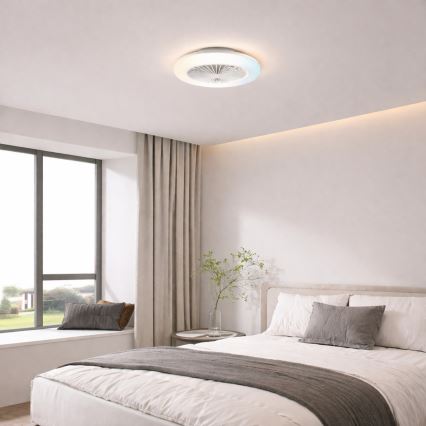 Brilliant - Zatemnljiva LED stropna svetilka z ventilatorjem MONTERO LED/20W/230V 2700-6500K, premer 42 cm, bela + daljinski upravljalnik