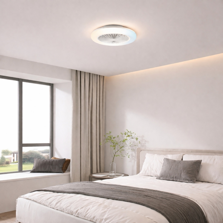 Brilliant - Zatemnljiva LED stropna svetilka z ventilatorjem MONTERO LED/20W/230V 2700-6500K, premer 42 cm, bela + daljinski upravljalnik