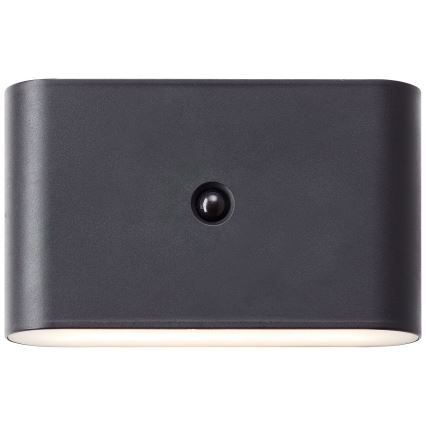 Brilliant - LED Zunanja polnilna stenska svetilka s senzorjem XINO LED/3W/5V 3600 mAh IP44 črna