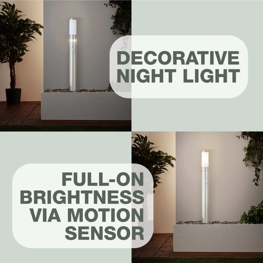 Brilliant - LED Zunanja svetilka s senzorjem LEIGH LED/0,9W/230V + 1xE27/11W 80 cm IP44 sijajni krom