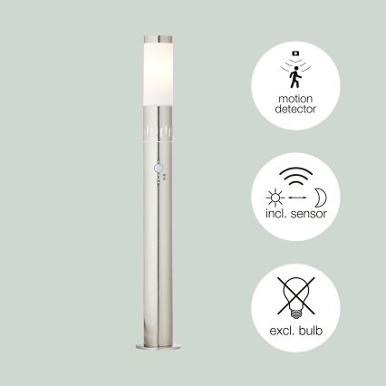 Brilliant - LED Zunanja svetilka s senzorjem LEIGH LED/0,9W/230V + 1xE27/11W 80 cm IP44 sijajni krom