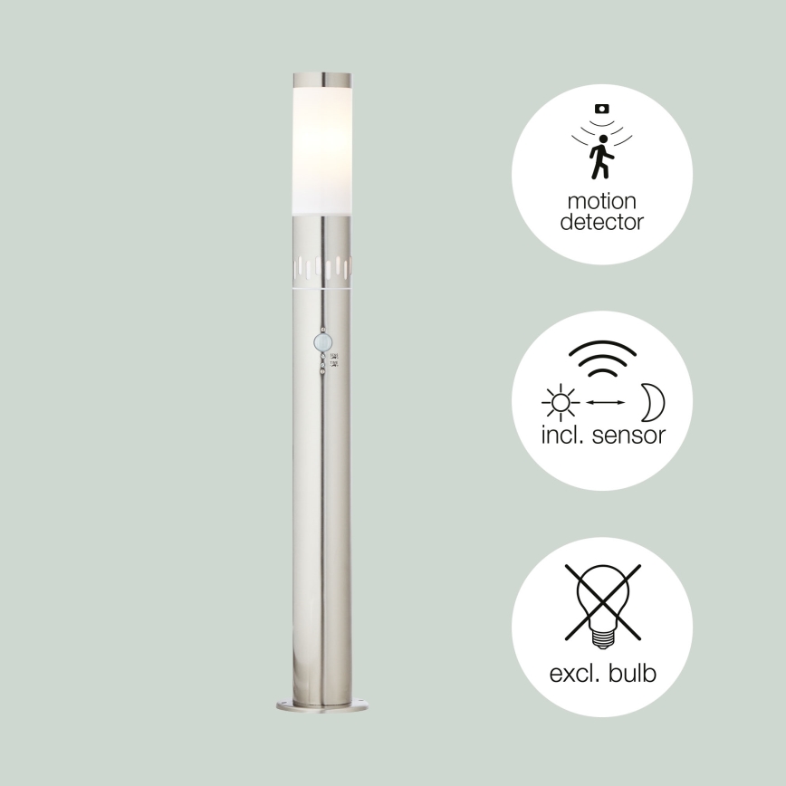 Brilliant - LED Zunanja svetilka s senzorjem LEIGH LED/0,9W/230V + 1xE27/11W 80 cm IP44 sijajni krom