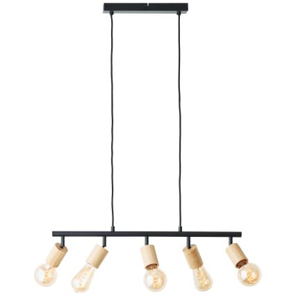 Brilliant - lestenec na kablu 5xE27/28W/230V črna/bambus