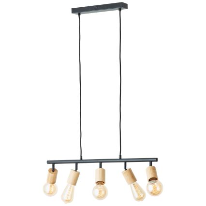 Brilliant - lestenec na kablu 5xE27/28W/230V črna/bambus