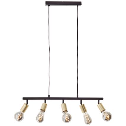 Brilliant - Lestenec na kablu 5xE27/28W/230V črna/medenina