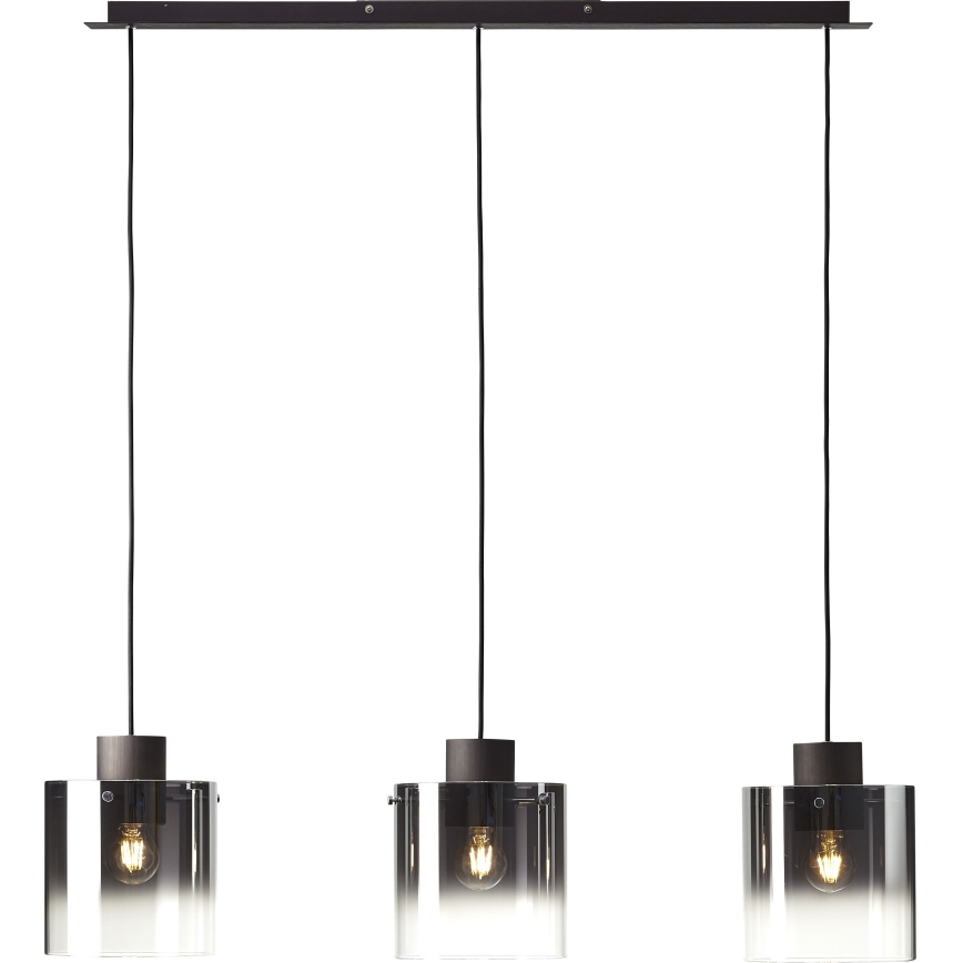 Brilliant - Lestenec na kablu BETH 3xE27/60W/230V črna/zadimljeno steklo
