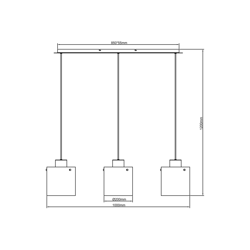 Brilliant - Lestenec na kablu BETH 3xE27/60W/230V črna/zadimljeno steklo