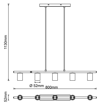 Brilliant - Lestenec na kablu KERRY 5xE27/40W/230V črna/bambus