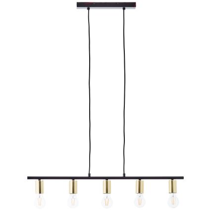 Brilliant - Lestenec na kablu KERRY 5xE27/40W/230V črna/medenina