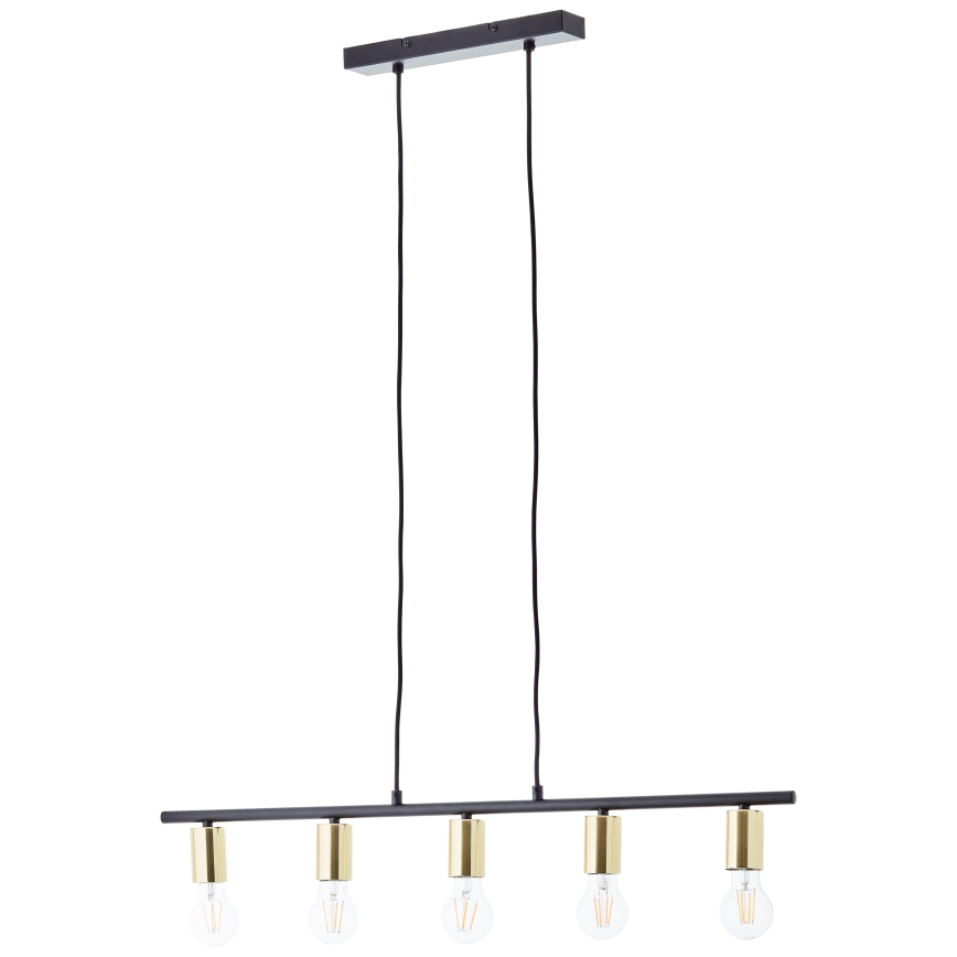 Brilliant - Lestenec na kablu KERRY 5xE27/40W/230V črna/medenina