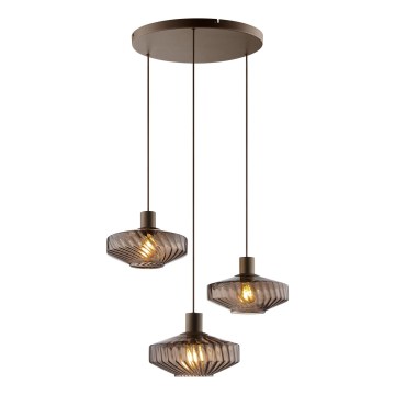 Brilliant - Lestenec na kablu LYN 3xE27/20W/230V Ø 69 cm rjava/dimna rjava