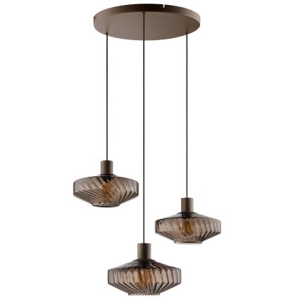 Brilliant - Lestenec na kablu LYN 3xE27/20W/230V Ø 69 cm rjava/dimna rjava