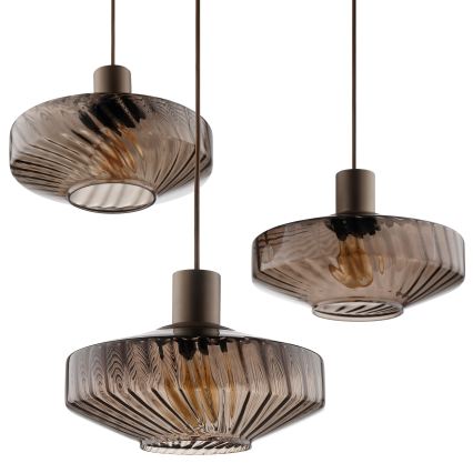 Brilliant - Lestenec na kablu LYN 3xE27/20W/230V Ø 69 cm rjava/dimna rjava