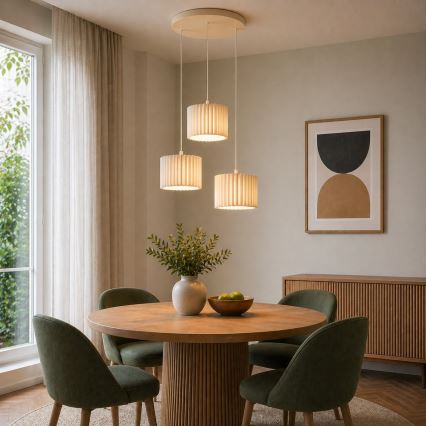 Brilliant - Lestenec na kablu VELIN 3xE27/20W/230V, premer 61 cm, kremna