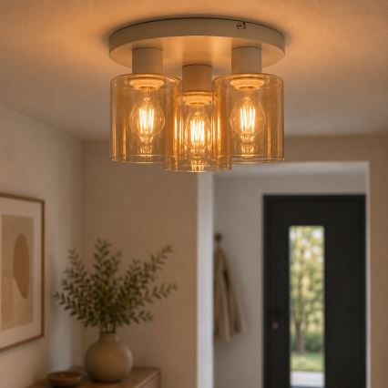 Brilliant - Prilepljen lestenec LYSKA, 3×E27/20W/230V, Ø 31 cm, kremna/dimljena bež