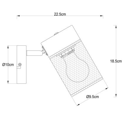 Brilliant - Stenska usmerjena svetilka KAMOLO 1xE27/40W/230V črna