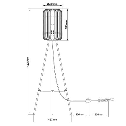 Brilliant - Stojna svetilka WOODROW 1xE27/60W/230V bambus