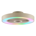 Brilliant - Stropna LED RGBW svetilka s funkcijo zatemnitve in ventilatorjem CATANIA LED/37W/230V 2700-6500K, premer 48,6 cm, bež + daljinski upravljalnik