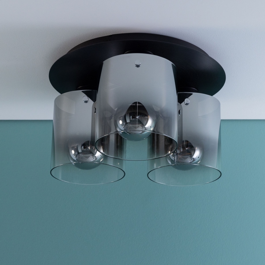 Brilliant - Stropna svetilka BETH 3xE27/60W/230V premer 37 cm črna/dimljena