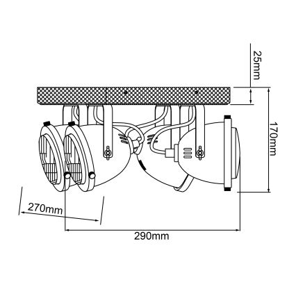 Brilliant - stropna usmerjena svetilka CARMEN WOOD 4xGU10/5W/230V evkaliptus