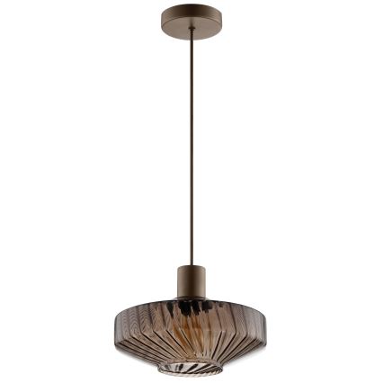 Brilliant - Viseča svetilka na kablu LYN 1xE27/20W/230V Ø 28 cm rjava/dimno rjava