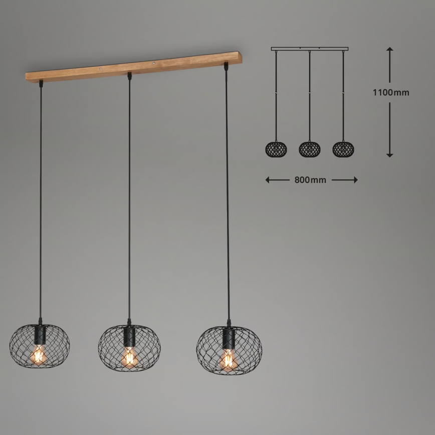 Brilo 4037-035 - Lestenec na kablu WINKI 3xE27/40W/230V