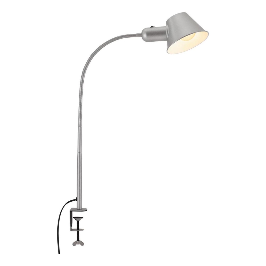 Brilo - Fleksibilni namizna svetilka s sponko 1xE27/10W/230V srebrna