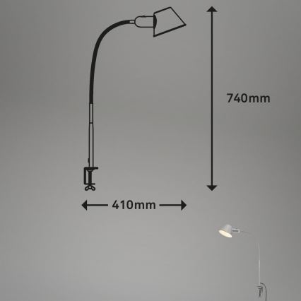 Brilo - Fleksibilni namizna svetilka s sponko 1xE27/10W/230V srebrna