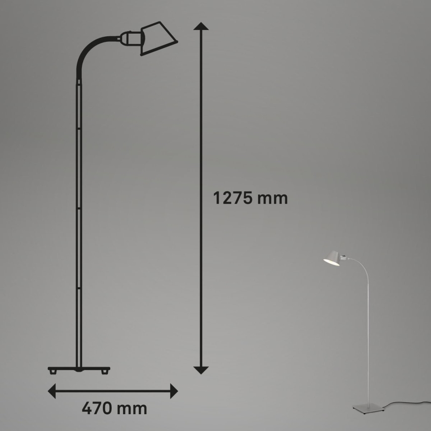 Brilo - Fleksibilni talna svetilka 1xE27/10W/230V srebrna