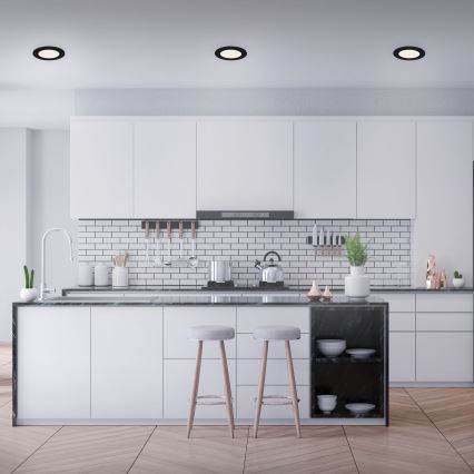 Brilo - Komplet 3x LED vgradnih stropnih svetilk za kopalnico FLAT LED/6W/230V IP44 črna