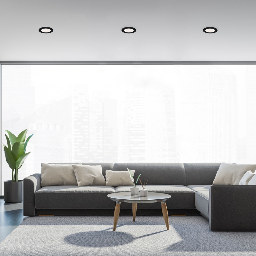 Brilo - Komplet 3x LED vgradnih stropnih svetilk za kopalnico FLAT LED/6W/230V IP44 črna
