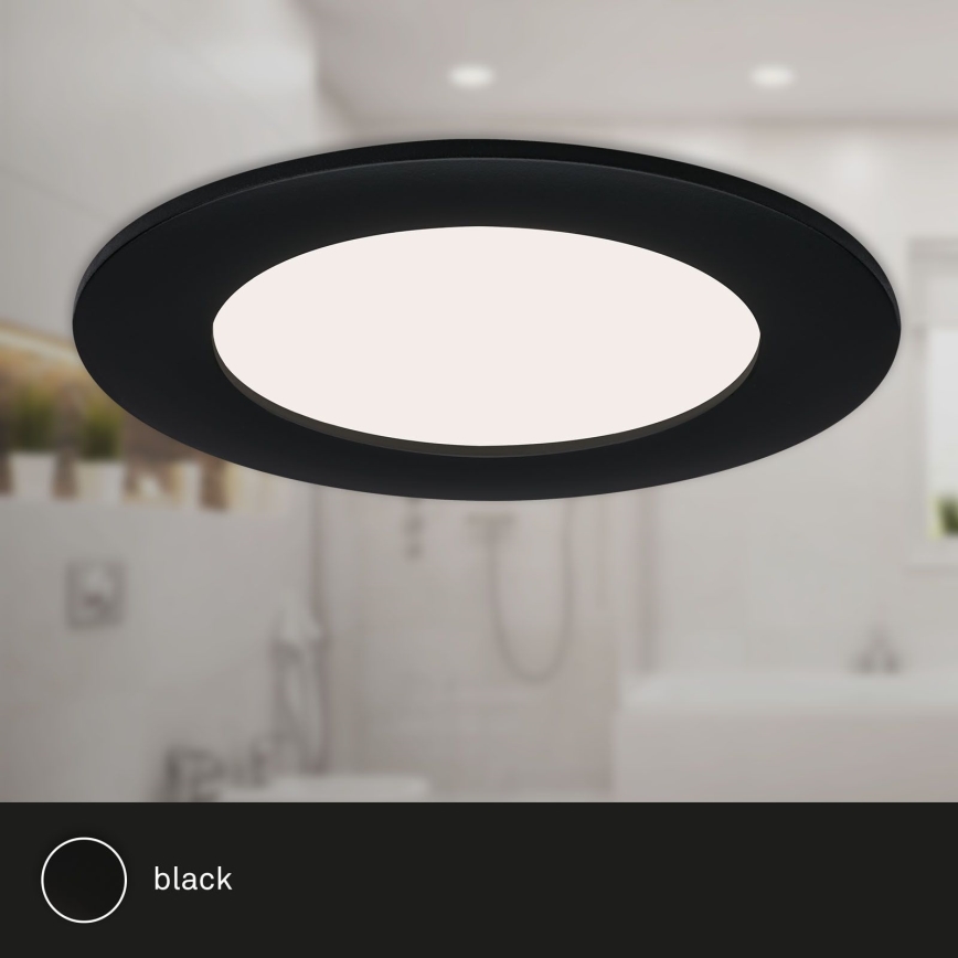 Brilo - Komplet 3x LED vgradnih stropnih svetilk za kopalnico FLAT LED/6W/230V IP44 črna