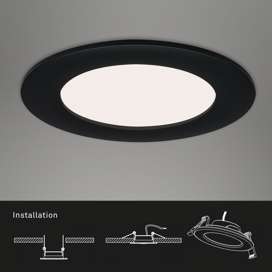 Brilo - Komplet 3x LED vgradnih stropnih svetilk za kopalnico FLAT LED/6W/230V IP44 črna