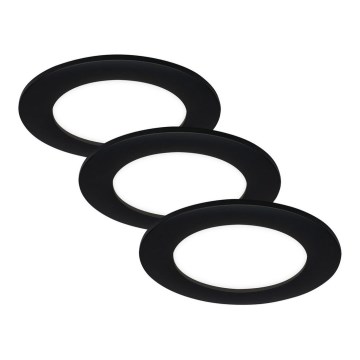 Brilo - Komplet 3x LED vgradnih stropnih svetilk za kopalnico FLAT LED/6W/230V IP44 črna