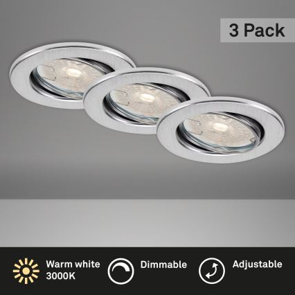 Brilo - Komplet 3x zatemnjivih LED vgradnih stropnih svetilk za kopalnico DIMM LED/5,5W/230V IP23 matni krom