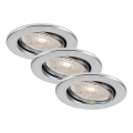 Brilo - Komplet 3x zatemnjivih LED vgradnih kopalniških svetilk DIMM LED/5,5W/230V 3000K IP23 matni krom