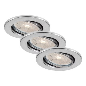 Brilo - Komplet 3x zatemnjivih LED vgradnih stropnih svetilk za kopalnico DIMM LED/5,5W/230V IP23 matni krom