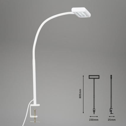 Brilo - LED Fleksibilni namizna svetilka s sponko TRASNA LED/7,5W/230V bela