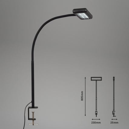 Brilo - LED Fleksibilni namizna svetilka s sponko TRASNA LED/7,5W/230V črna